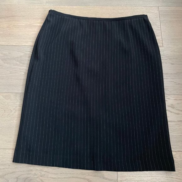 Armani Collezioni Designer Vtg Lined Pinstriped Pencil Skirt Black Cream Sz 8 - Picture 2 of 10